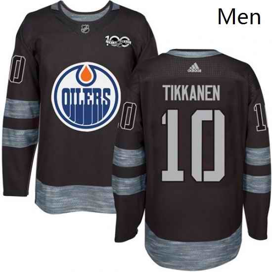 Mens Adidas Edmonton Oilers 10 Esa Tikkanen Authentic Black 1917 2017 100th Anniversary NHL Jersey